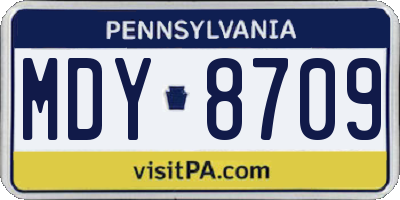 PA license plate MDY8709