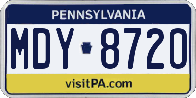 PA license plate MDY8720