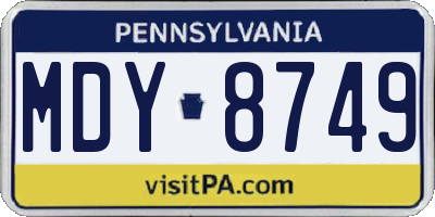 PA license plate MDY8749
