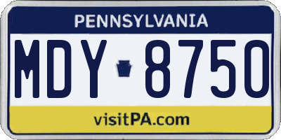 PA license plate MDY8750