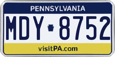PA license plate MDY8752