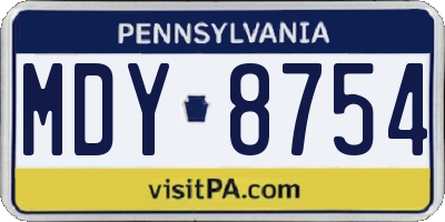 PA license plate MDY8754