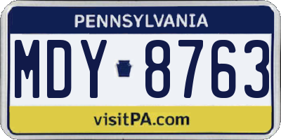 PA license plate MDY8763