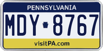 PA license plate MDY8767