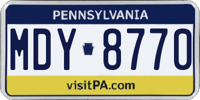 PA license plate MDY8770