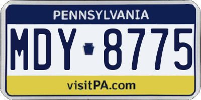 PA license plate MDY8775