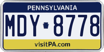 PA license plate MDY8778