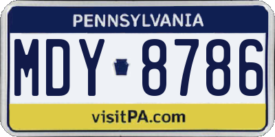 PA license plate MDY8786