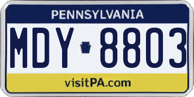 PA license plate MDY8803