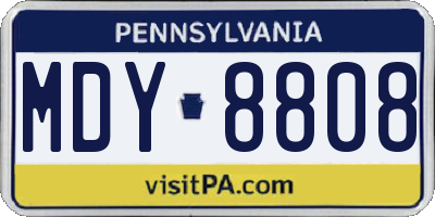 PA license plate MDY8808