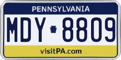 PA license plate MDY8809