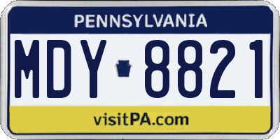 PA license plate MDY8821