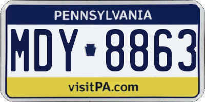 PA license plate MDY8863