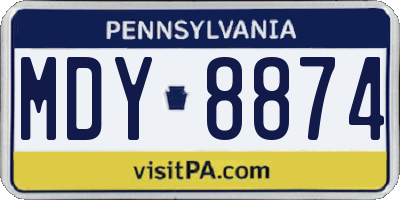 PA license plate MDY8874
