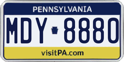 PA license plate MDY8880