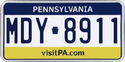 PA license plate MDY8911