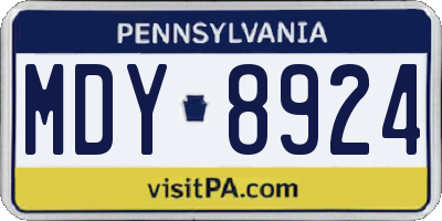 PA license plate MDY8924
