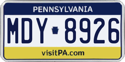 PA license plate MDY8926
