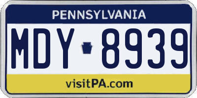 PA license plate MDY8939