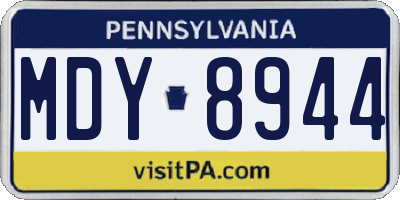 PA license plate MDY8944