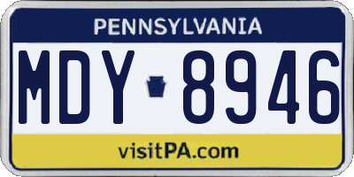 PA license plate MDY8946