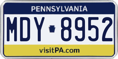 PA license plate MDY8952