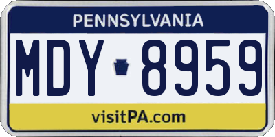 PA license plate MDY8959
