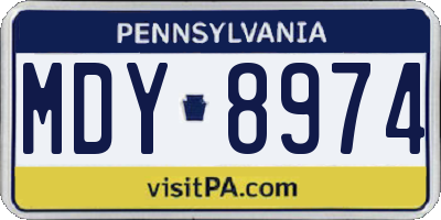 PA license plate MDY8974