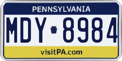 PA license plate MDY8984