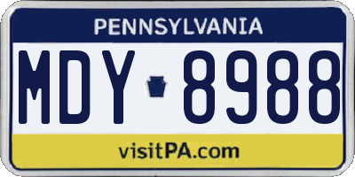 PA license plate MDY8988