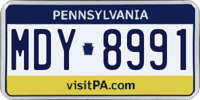 PA license plate MDY8991