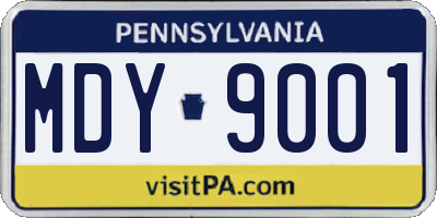PA license plate MDY9001