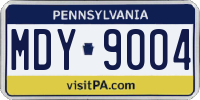 PA license plate MDY9004