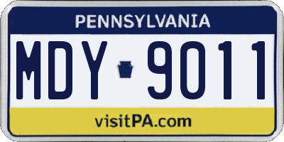 PA license plate MDY9011