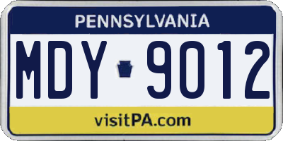 PA license plate MDY9012