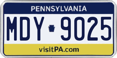 PA license plate MDY9025
