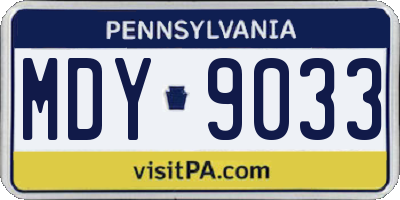 PA license plate MDY9033