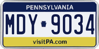 PA license plate MDY9034