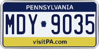 PA license plate MDY9035