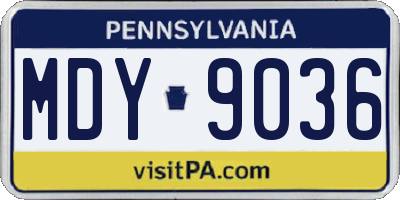 PA license plate MDY9036