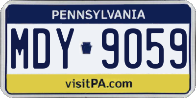PA license plate MDY9059