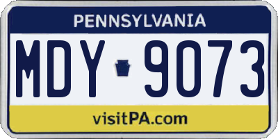 PA license plate MDY9073