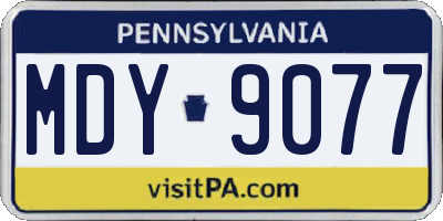 PA license plate MDY9077