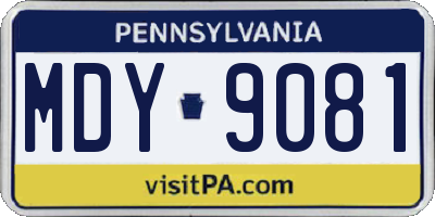 PA license plate MDY9081