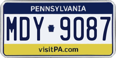 PA license plate MDY9087