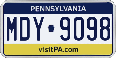 PA license plate MDY9098