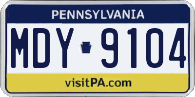 PA license plate MDY9104