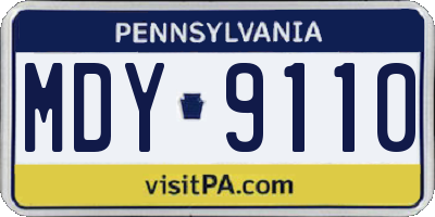 PA license plate MDY9110