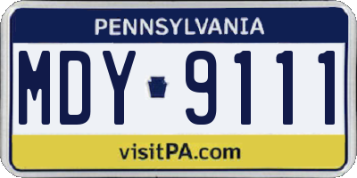 PA license plate MDY9111