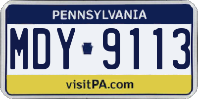 PA license plate MDY9113